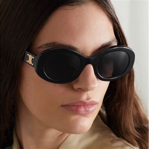 celine metal.sunglasses|celine triomphe 52mm oval sunglasses.